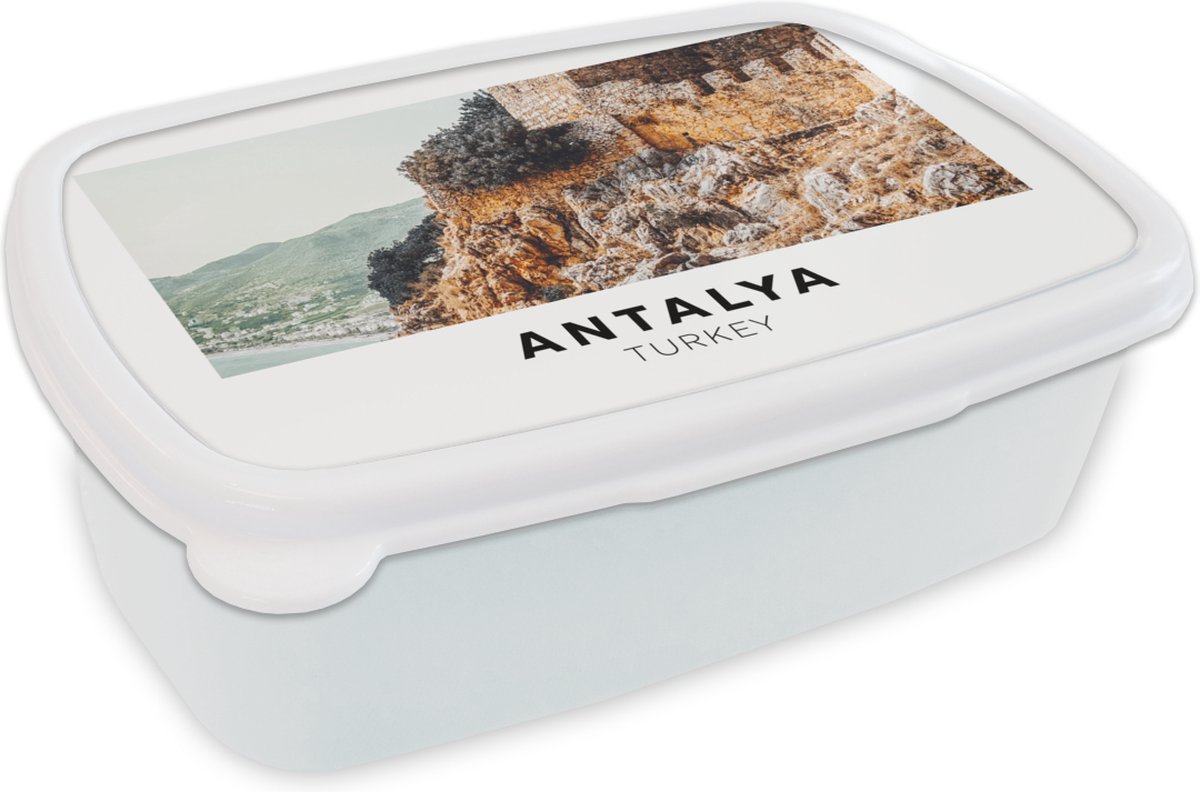 Broodtrommel Wit - Lunchbox - Brooddoos - Turkije - Natuur - Stenen - 18x12x6 cm - Volwassenen