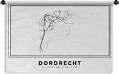 Wandkleed - Wanddoek - Nederland – Dordrecht – Stadskaart – Kaart – Zwart Wit – Plattegrond - 90x60 cm - Wandtapijt
