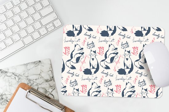 Muismat 27x18 cm - Mousepad Patronen - Kat - Quote - Roze - Meisjes - Kinderen - Kids - Muismatten