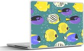 Laptop sticker - 10.1 inch - Patronen - Vissen - Water - 25x18cm - Laptopstickers - Laptop skin - Cover