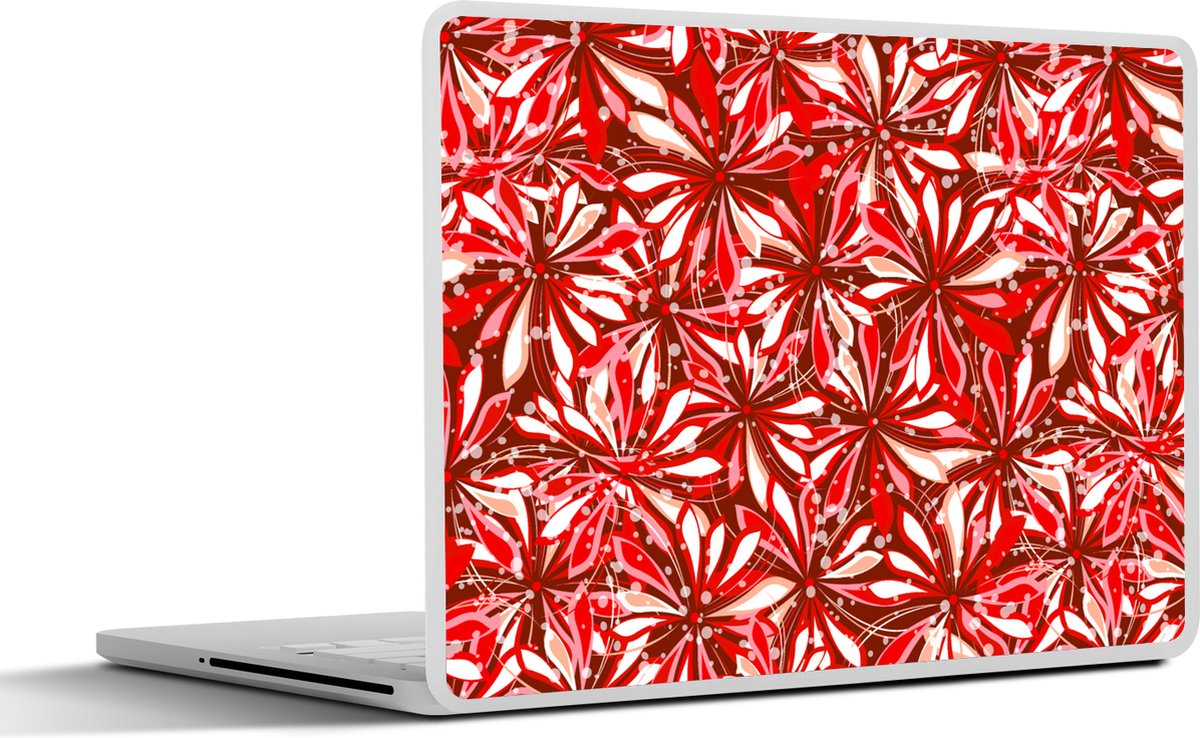 Laptop sticker - 10.1 inch - Bloesem - Rood - Patronen - Bloemen - 25x18cm - Laptopstickers - Laptop skin - Cover