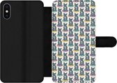 Bookcase iPhone XS Max telefoonhoesje - Hond - Franse Bulldog - Patronen - Jongens - Meisjes - Kinderen - Kids - Met vakjes - Wallet case met magneetsluiting