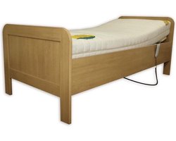 Bedden Amsterdam B.V. -Elektrische seniorenbed inclusief Matras Cocos latex paarden inclusief 42-lats elektrische lattenbodem - Medisch verantwoord en uitzonderlijk comfortabel - 90x200 - eiken