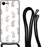 Hoesje met koord Geschikt voor iPhone SE 2020 - Patronen - Kitten - Kat - Pastel - Meisjes - Kinderen - Kindje - Siliconen - Crossbody - Backcover met Koord - Telefoonhoesje met koord - Hoesje met touw