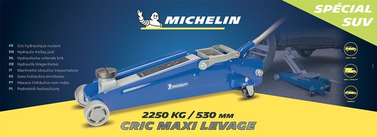 Promo Michelin pack cric hydraulique roulant 1,8 t + 2 chandelles fixes 2t  chez Feu Vert