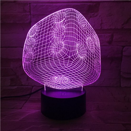 3D Led Lamp Met Gravering - RGB 7 Kleuren - Dobbelsteen