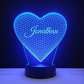 3D LED Lamp - Hart Met Naam - Jonathan