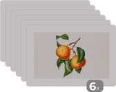 Placemat - Placemats kunststof - Fruit - Eten - Bladeren - 45x30 cm - 6 stuks - Hittebestendig - Anti-Slip - Onderlegger - Afneembaar