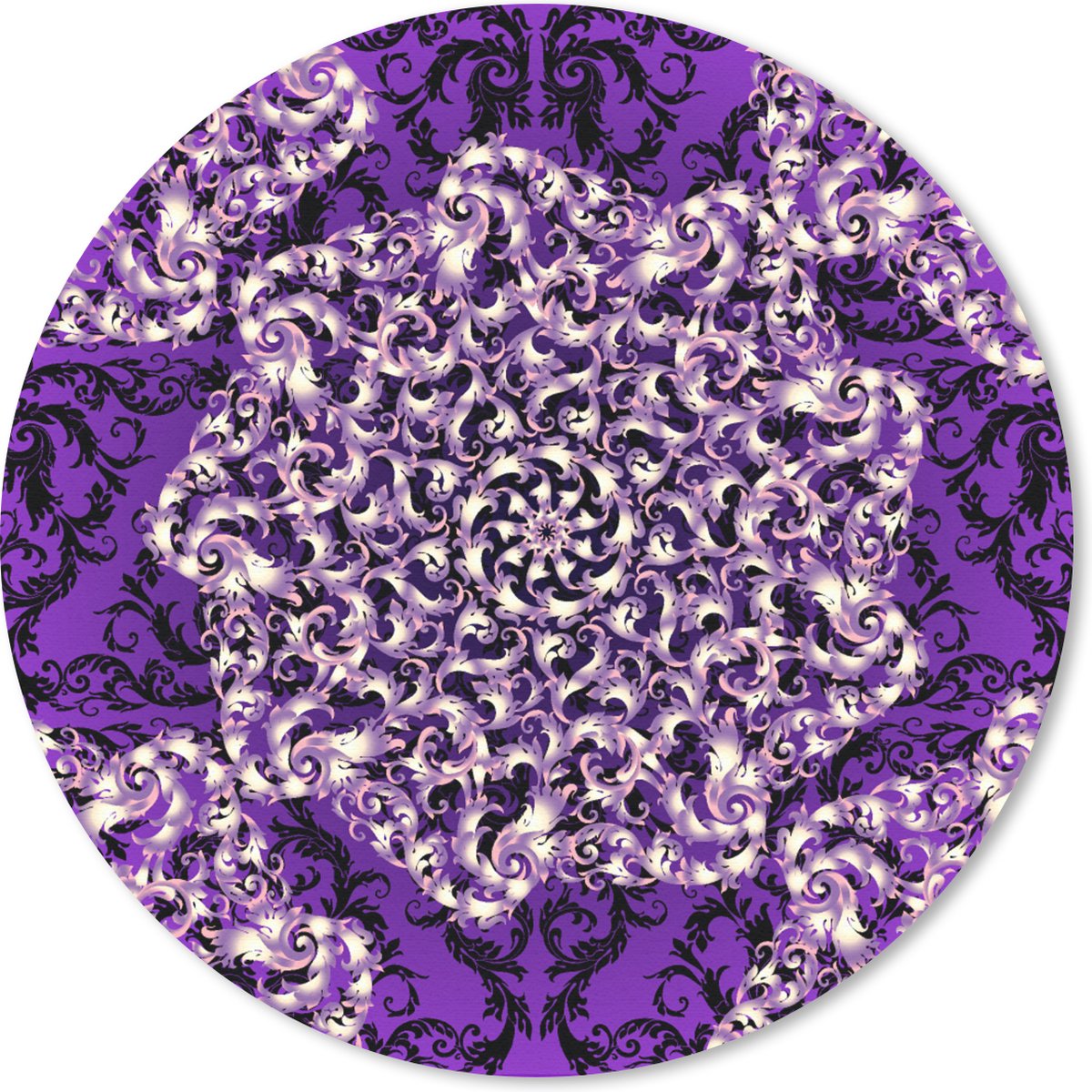 Muismat rond 30x30 cm - Mousepad Roos - Paars - Patronen - Barok - Ronde muismatten