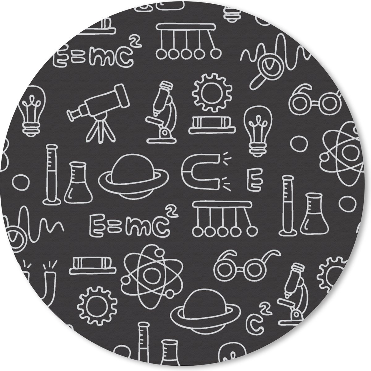 Muismat rond 40x40 cm - Mousepad Scheikunde - Symbool - Patronen - Ronde muismatten