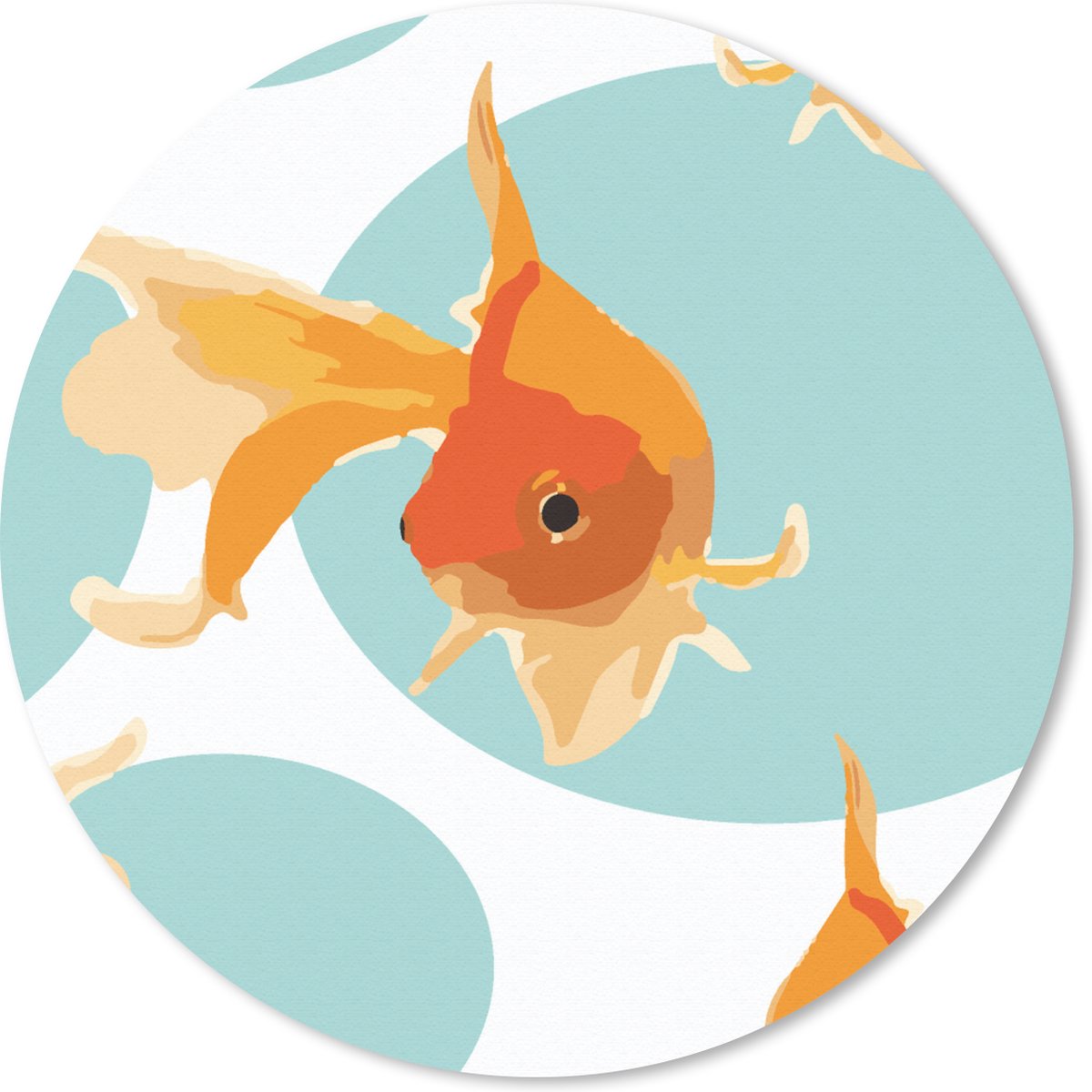 Muismat rond 20x20 cm - Mousepad Goudvis - Dieren - Bubbel - Patronen - Ronde muismatten