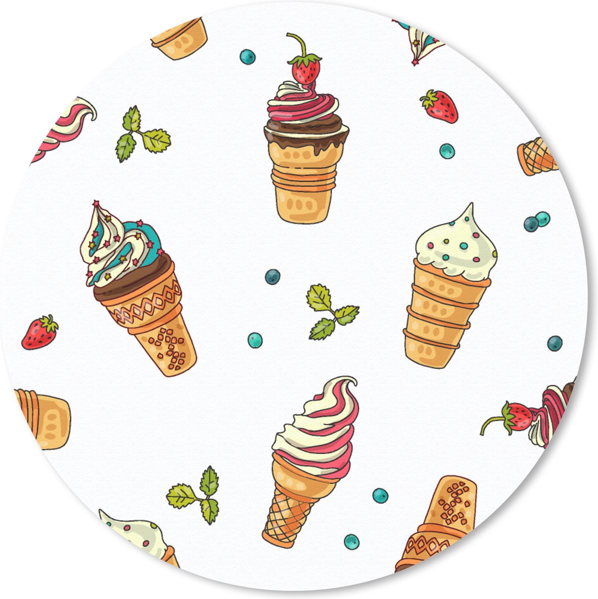 Muismat rond 50x50 cm - Mousepad Patronen - Zomer - IJs - Ronde muismatten