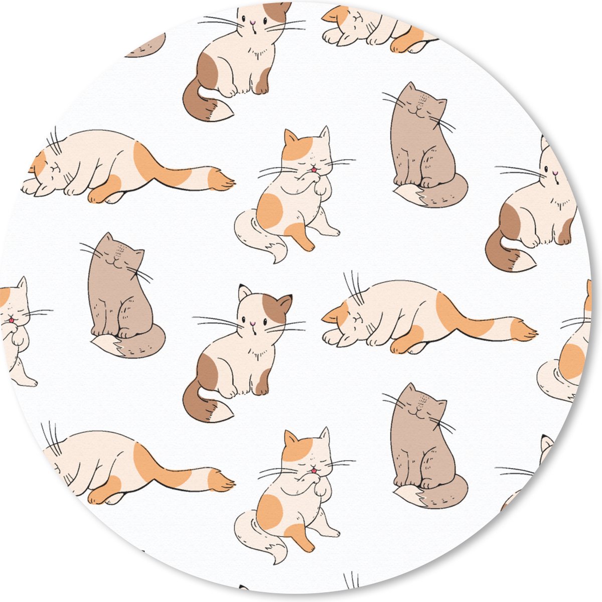 Muismat rond 50x50 cm - Mousepad Patroon - Kat - Kitten - Jongens - Meisjes - Kinderen - Kids - Ronde muismatten
