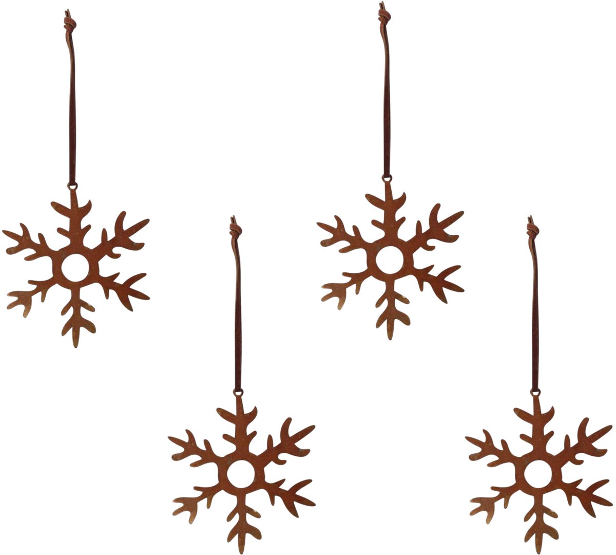 Sneeuwvlok kleine roestige kersthanger (set 4) - Pluto Design