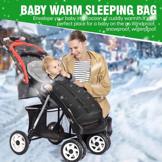 Unyqoos® Warme en veilige babyvoetenzak met fleece voor kinderwagen en buggy van Merkloos — afbeelding 5