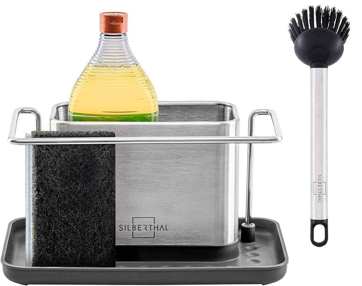 Elegante gootsteenorganizer - praktisch - 1 stuk - roestvrij staal en kunststof