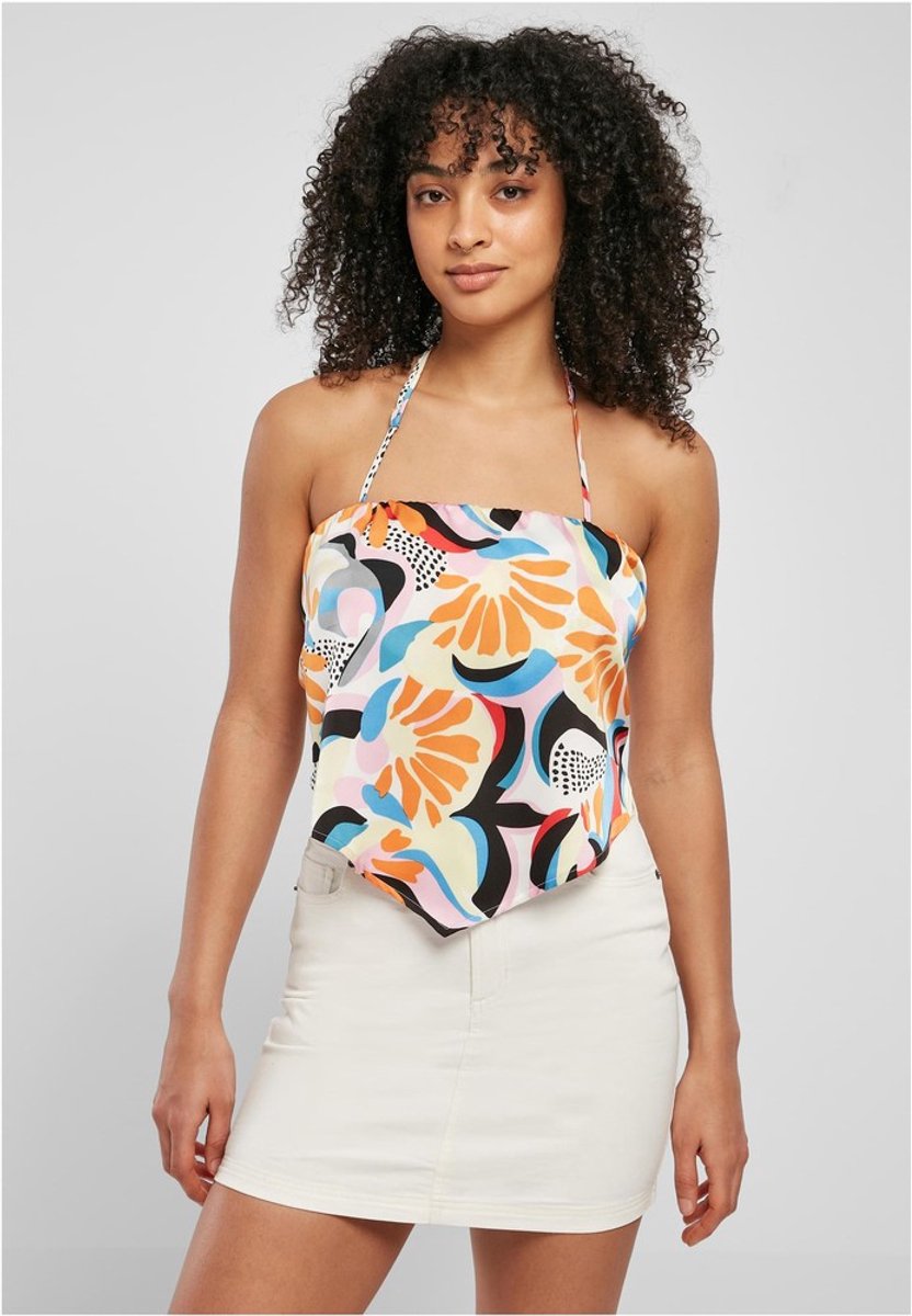 Urban Classics Cropped AOP Satin Triangle Mouwloze top XS Multicolours Multicolor