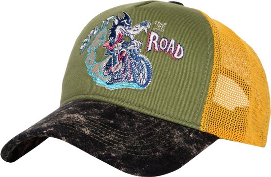 King Kerosin Split The Road Vintage Trucker Cap groen-zwart