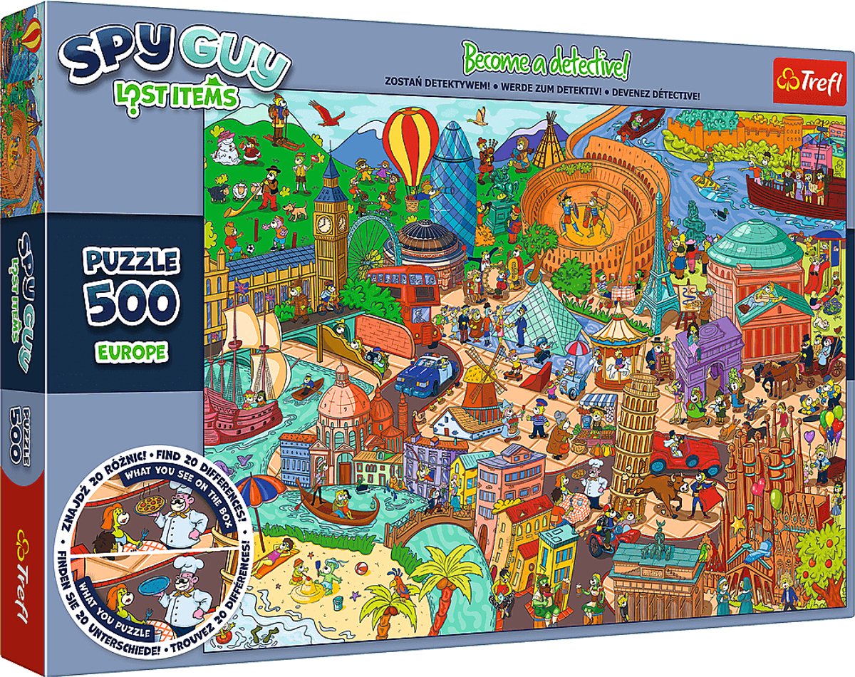Trefl legpuzzel Spy Guy Lost Items Europe 500 stukjes karton.