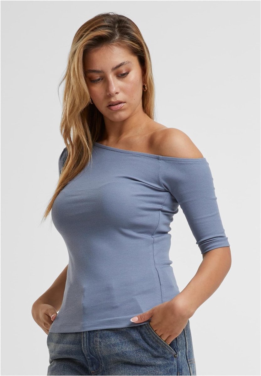Urban Classics Organic Asymmetric Rib Top L Blauw