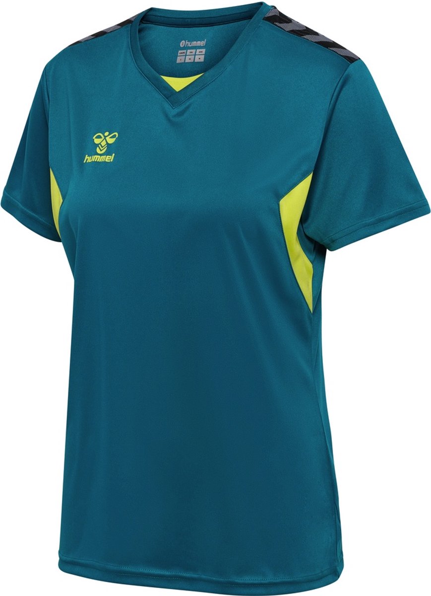 Hummel Damen T-Shirt Hmlauthentic Pl Jersey S/S Woman Blue Coral/Sulphur Spring-XS