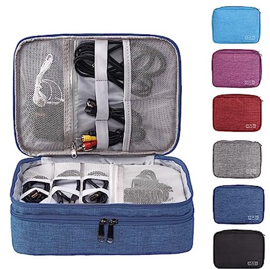 LTLSZRN Kabelorganizer - Waterdichte Reistas Voor Elektronica - Oplaadkabels, Powerbanks En Accessoires - Rood, 19x12 Cm