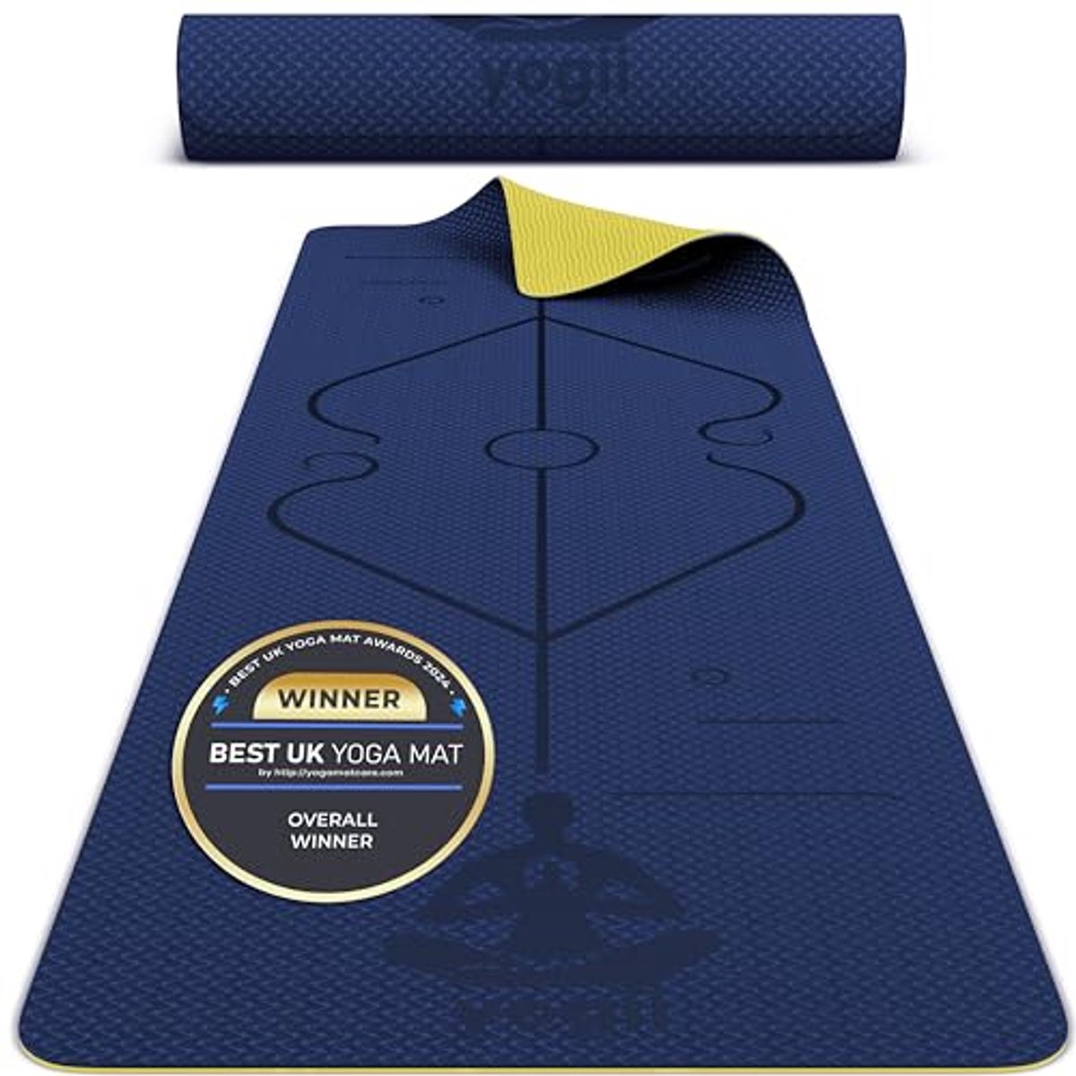 Hoogwaardige TPE-Pilatesmat - Milieuvriendelijke Anti-slip Fitness Oefenmat - 183 x 61 x 0,6 cm