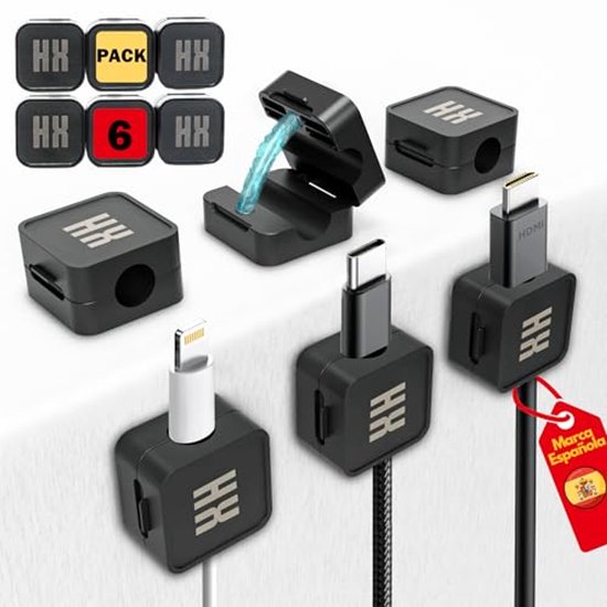 6 stuks Sinjimoru magnetische kabelclips, compacte maat kabelorganizer