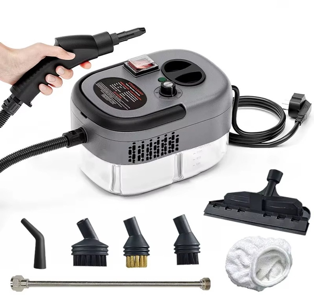 EAFC Stoomreiniger 105 °C - Stomer voor o.a. Keuken & Badkamer & BBQ & Ramen - Handstoomreiniger Schoonmaak - 2500W Stoomapparaat Reiniger - Handstomer - Steam Cleaner Stoom - Reinigingsmachine - Draagbare Vlekkenreiniger - Stoomapparaat Badkamer