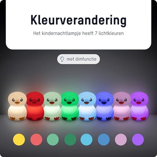 Nachtlampje voor kinderen, dimbaar dierenlampje in pinguïn design, oplaadbaar, kleurrijk sfeerlicht voor de kinderkamer — afbeelding 5