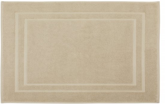 Tapis de bain beige avec double passepoil, 100% coton, 1000 g/m2.