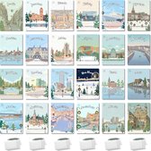 Inspra Studio – Luxe Kerstkaarten met Enveloppen – 24 Stuks – Nederlandse Steden Wenskaarten Set #5 – Artistieke Illustraties van Nederlandse Steden