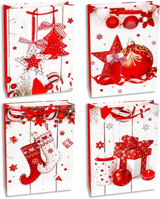 STCRERAG 24 stuks cadeautasjes kerstzakjes papieren papieren zakjes cadeauzakjes Kerstmis kraftpapier zakjes voor Kerstmis, kinderen, verjaardag