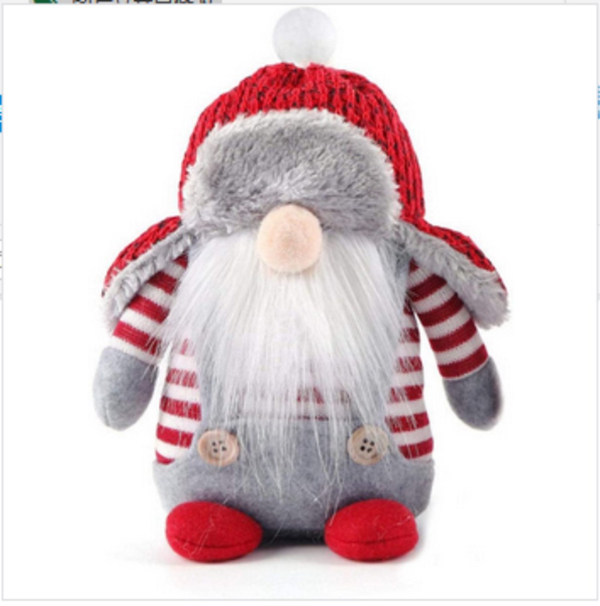 Pluizige rode en witte Kerst Elf Sinterklaas Gnome voor huisdecoratie.