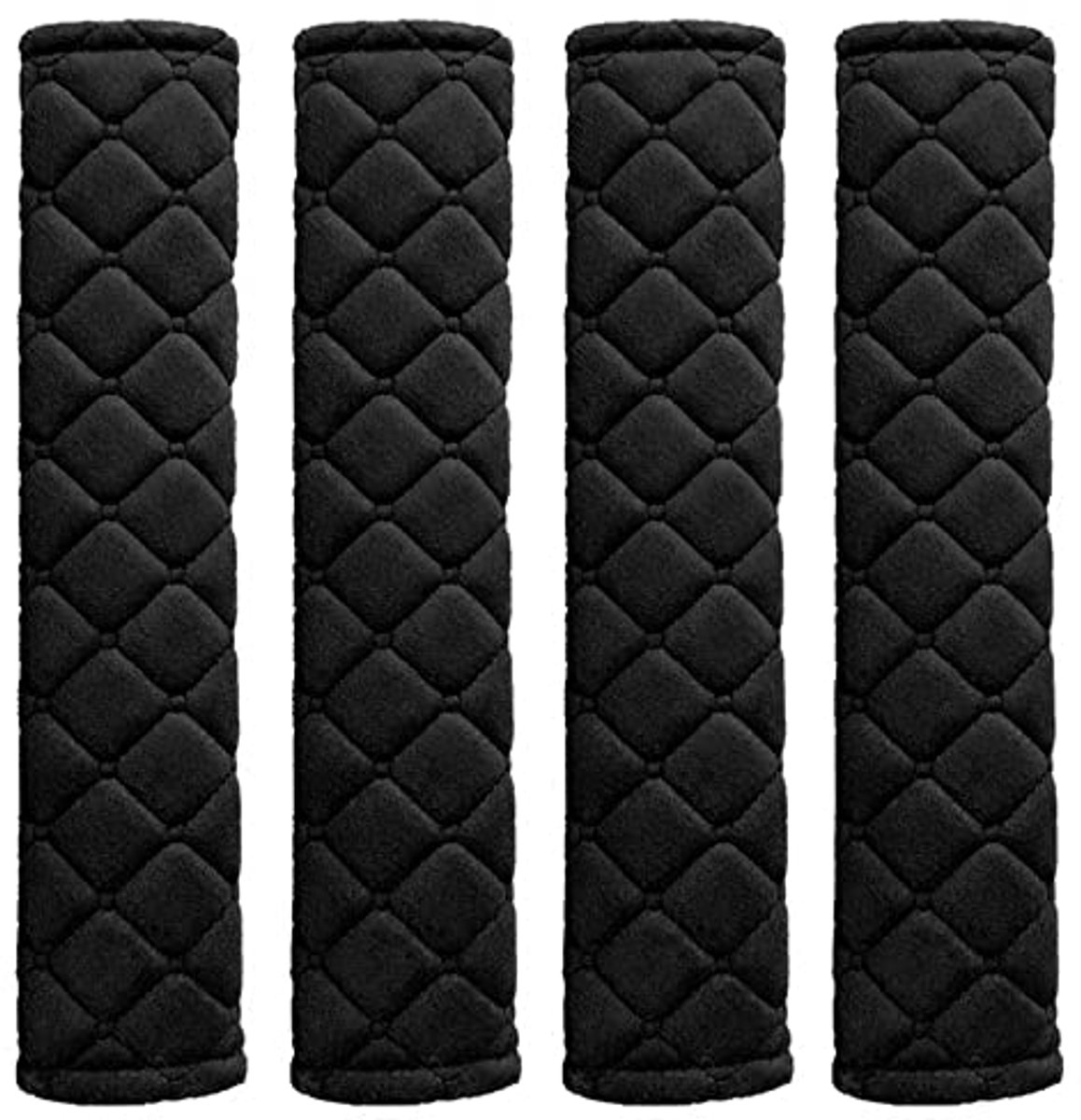Faux schapenvacht autogordelpads - Comfortabele bescherming voor nek en schouders, 4 stuks in zwart