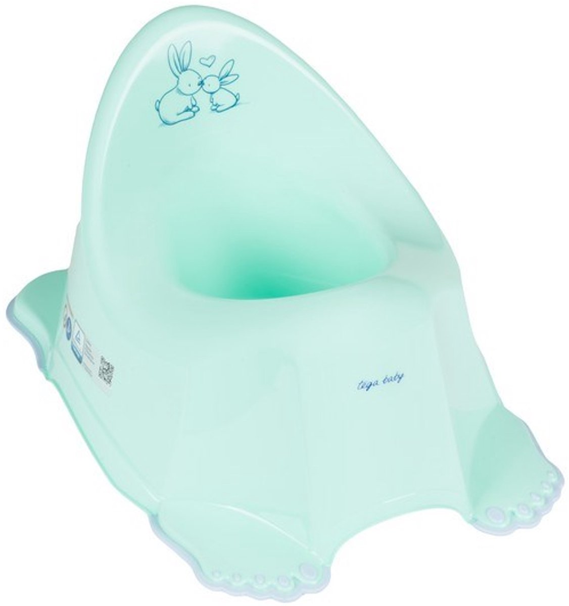 TEGA - Plaspot - Antislip konijnenpotje groen kunststof 38x23x25 cm - zindelijkheidstraining - peuterpotje - kinderpottje - muziekpotje - toiletpotje