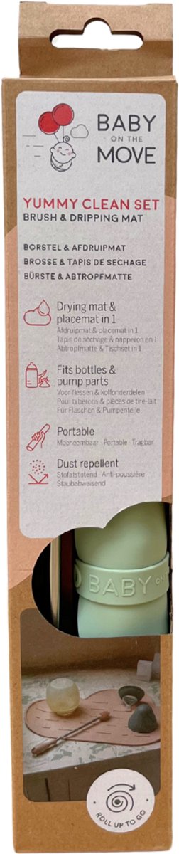 Owego - Yummy Clean Set - 2in1 druipmat & placemat met borstel - Oprolbaar & meeneembaar - Stofafstotend - Vaatwasbestendig - Aspen van Merkloos — afbeelding 2
