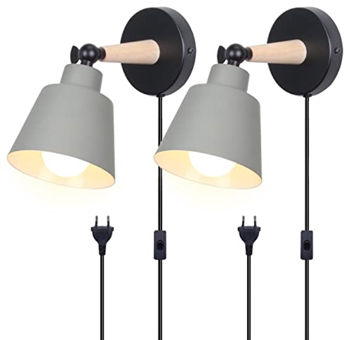 Moderne wandlampen set van 2 - Wandverlichting van metaal en hout met E27-fitting