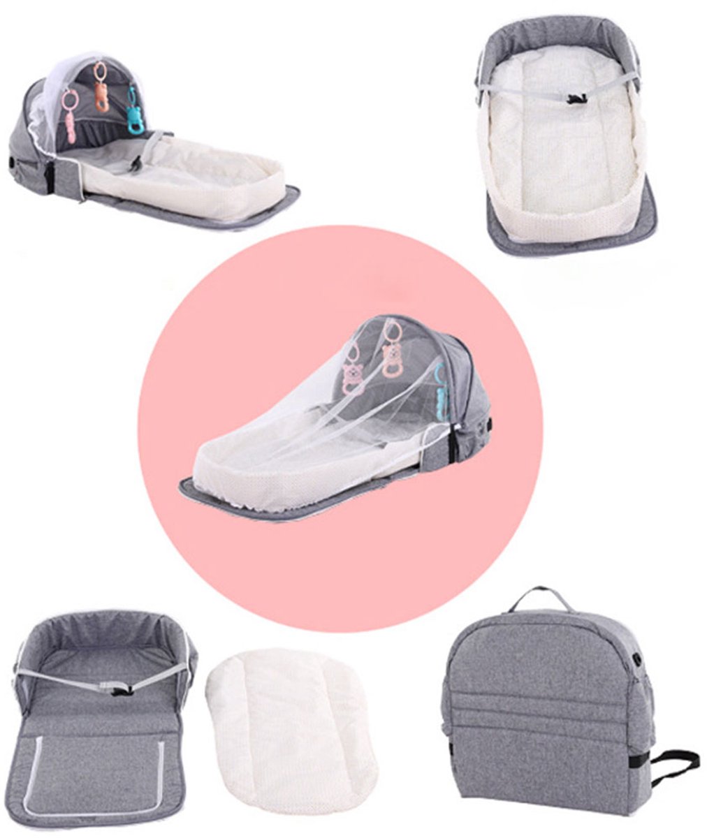 Baby-Reisbed - Multifunctioneel - Opvouwbaar - Inklapbaar - Met Muggennet - Lichtgewicht - Draagbaar - Reiswieg - Camping - Strand - Park - Babyuitrusting - Slaapplaats - Veilig - Compact - Rugzakdesign - Tub-In-Tub - Buitenshuis - Binnenhuis – foto 4
