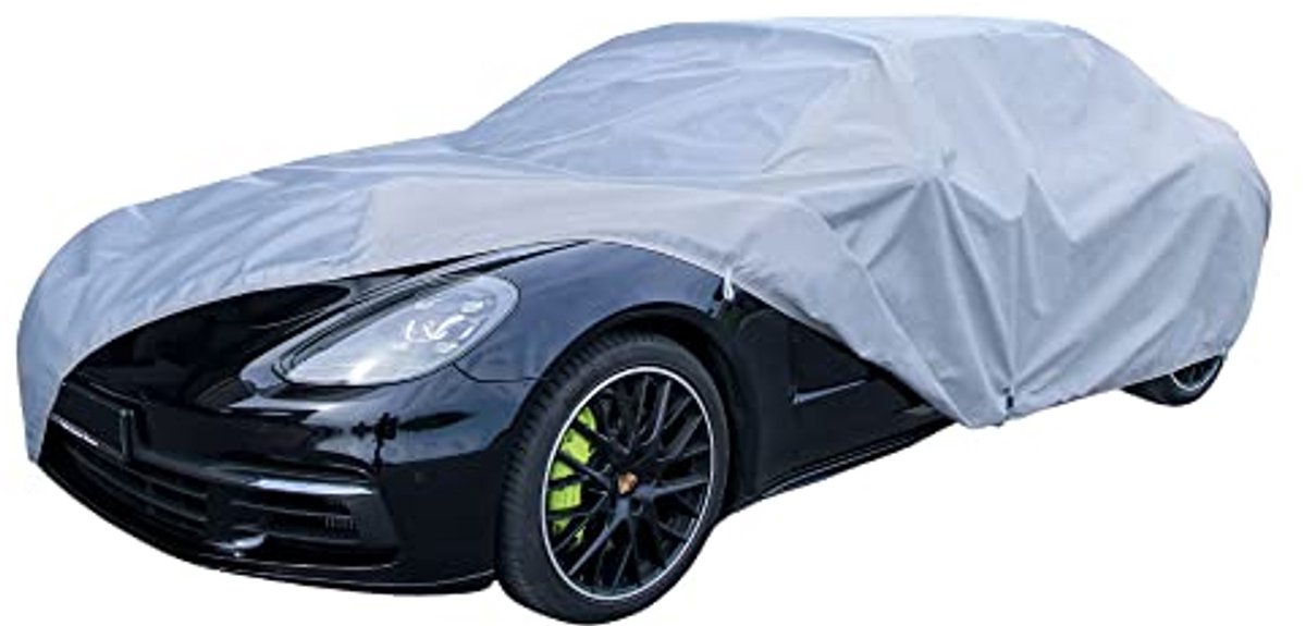 Waterdicht Afdekzeil voor Auto | Bescherming Tegen Weersinvloeden | Voorruitafdekking | Zonne bescherming | Autohoes Buiten, 355-380 cm Hatchback
