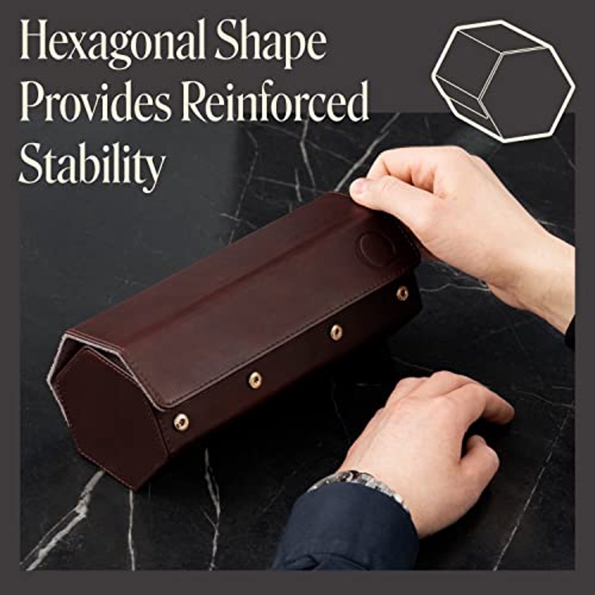 Leren Horlogebox voor mannen | Reishorloge Rolhouder | Opbergtas Display | Luxe Fluweel Binnenzijde | Geschikt voor leren, metalen, rubberen stalen horlogebanden en armbanden (Bruin - Grijs)