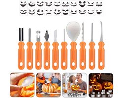 Pompoen snijgereedschapsset, Accessoires voor het snijden van pompoenen, messen, zagen en lepels met sjablonen voor creatieve activiteiten op Halloween en voor volwassenen Cadeau Voor Halloween - Cyslmuk®