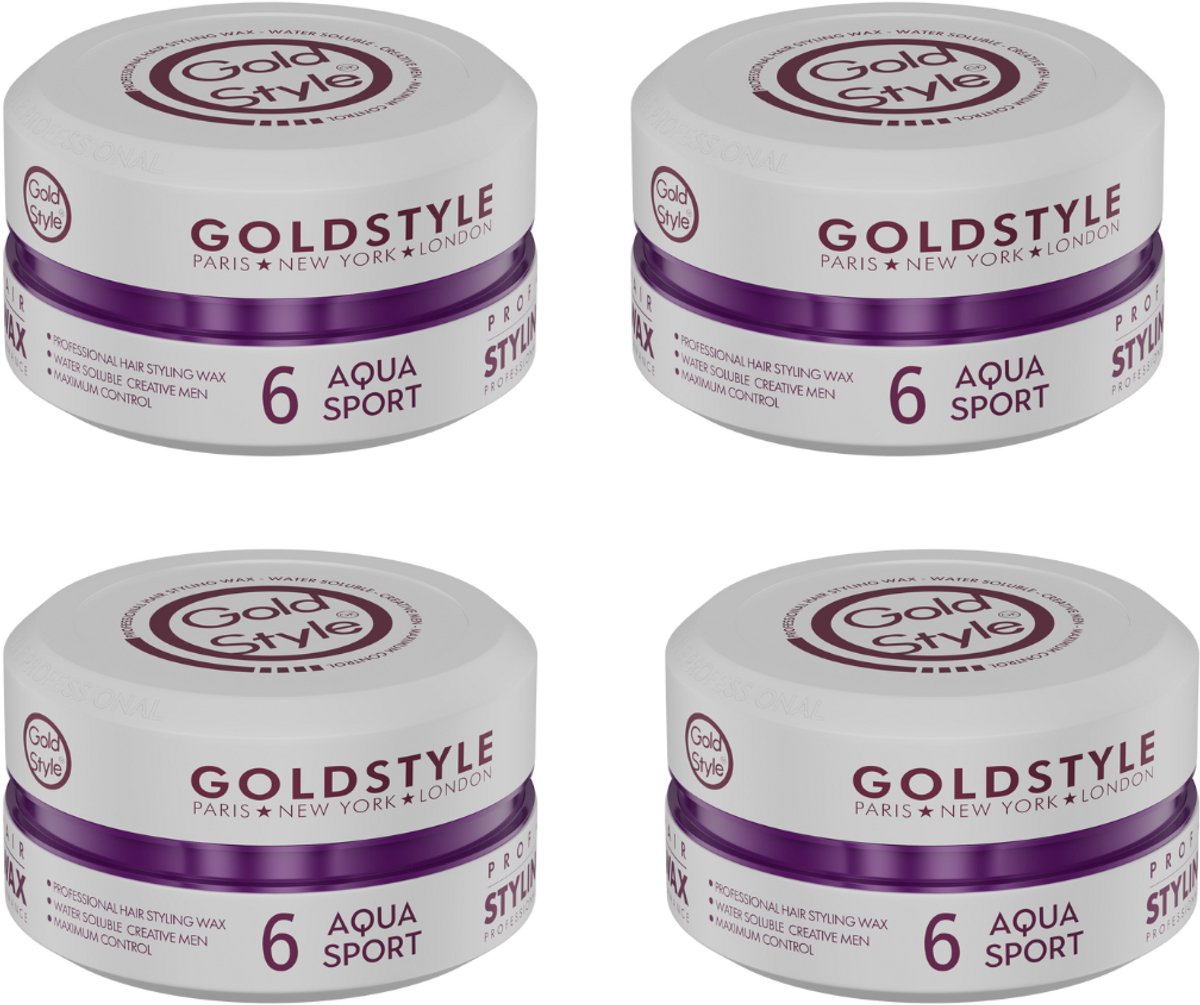 Haar Wax- Haar Gel- Gold Style Hair Styling Wax- Gold Style Aqua Sport- Gold Style- Gold Style Haar Wax {4 Stuks} 600ML