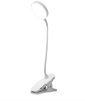 TOVBMUP Leeslamp voor naast het bed - LED-klem - Dimbaar - Touchbediening - 3 helderheidsinstellingen - 360° flexibele leeslamp - USB-oplaadbaar - Klemlamp voor studie en werk - Wit