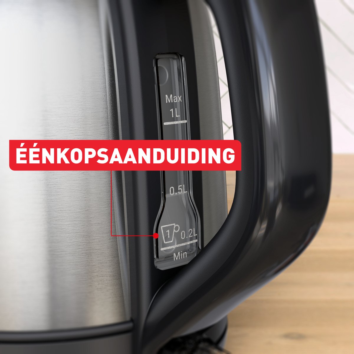 Tefal Subito KO5S2D - Mini Waterkoker - 1L - Compact - RVS - 2400W — afbeelding 4