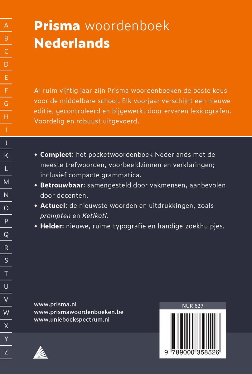 Prisma woordenboek Nederlands - back cover