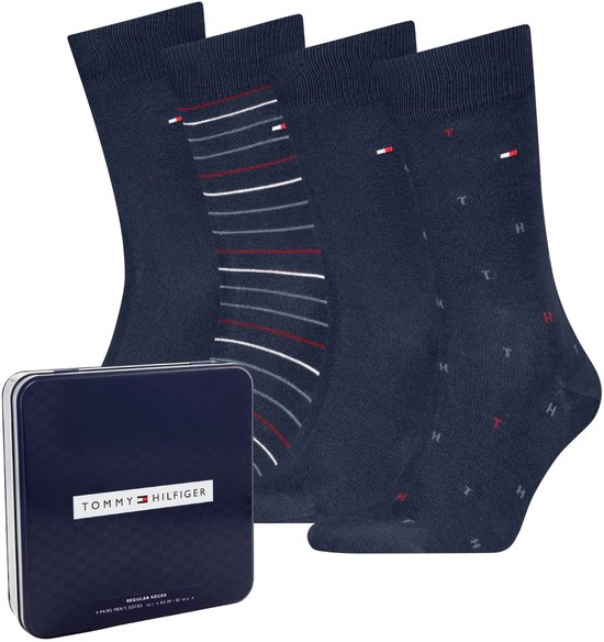 Lot de 4 paires de chaussettes Tommy Hilfiger , coffret cadeau, bleu marine