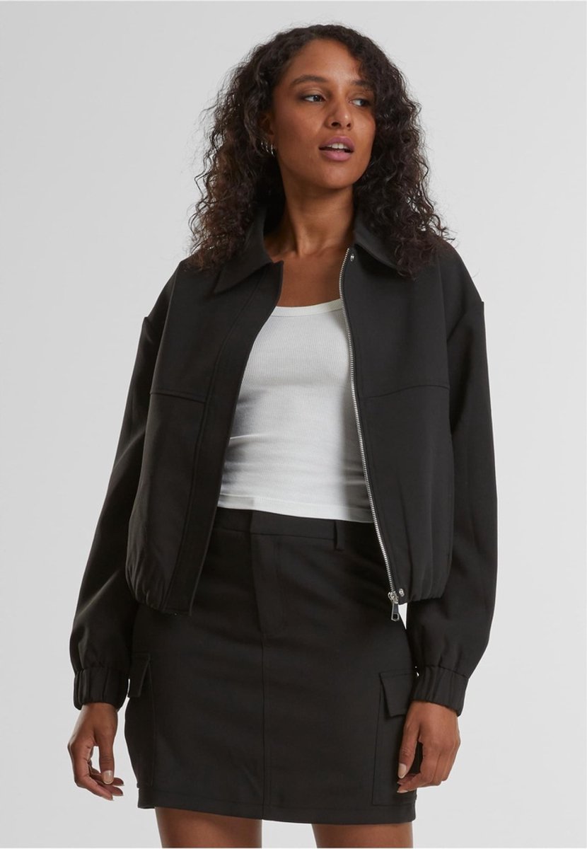 Urban Classics Short Blouson Sweater/trui met rits S Zwart