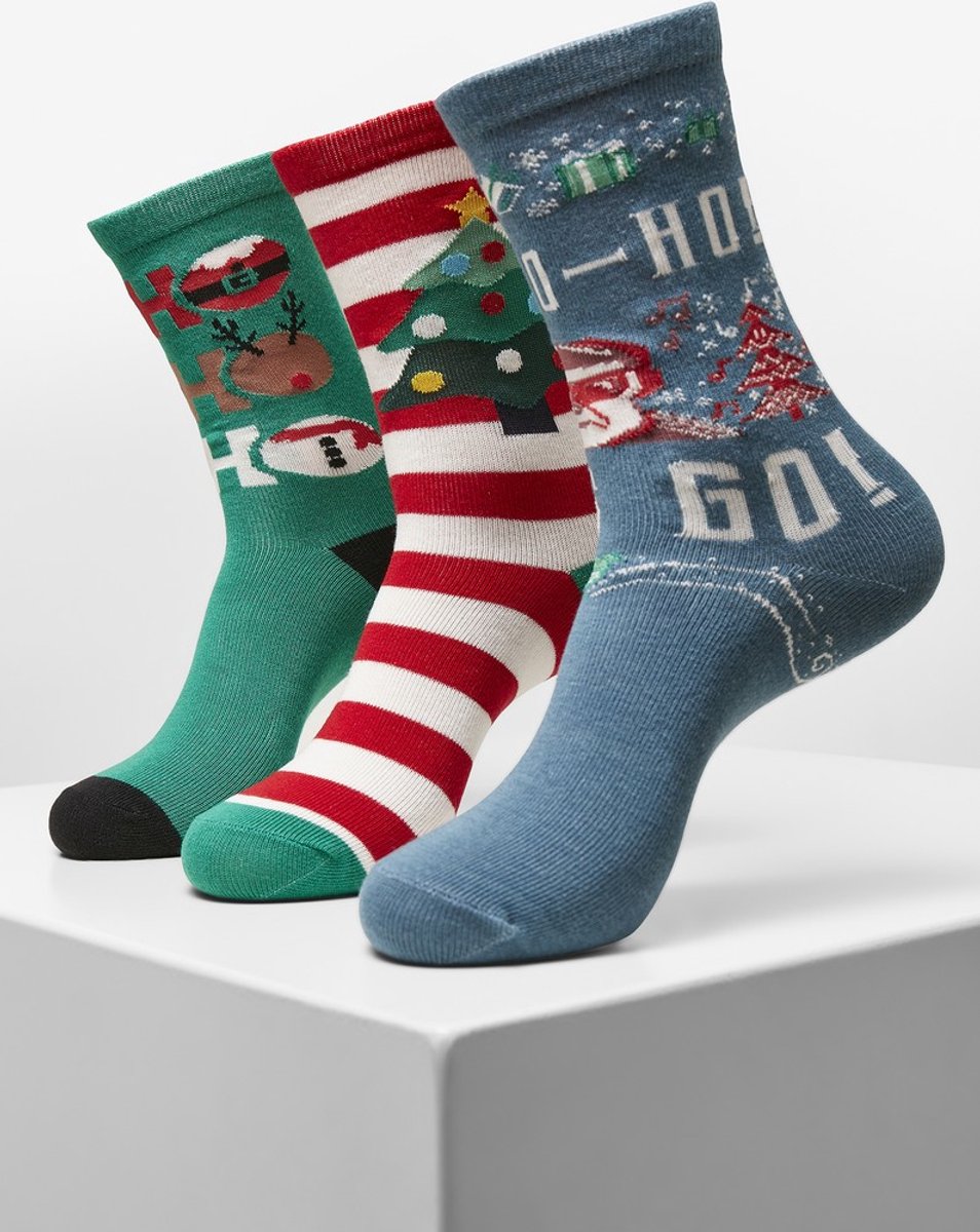 Urban Classics Ho Ho Ho Christmas 3Pack Sokken 35/38 Multicolours Multicolor