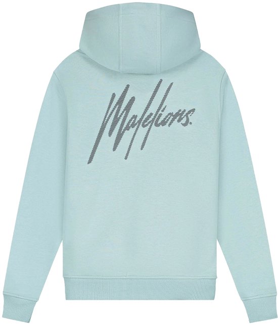 Sweat à capuche d'hiver Malelions pour garçon - bleu/gris - signature, rayé